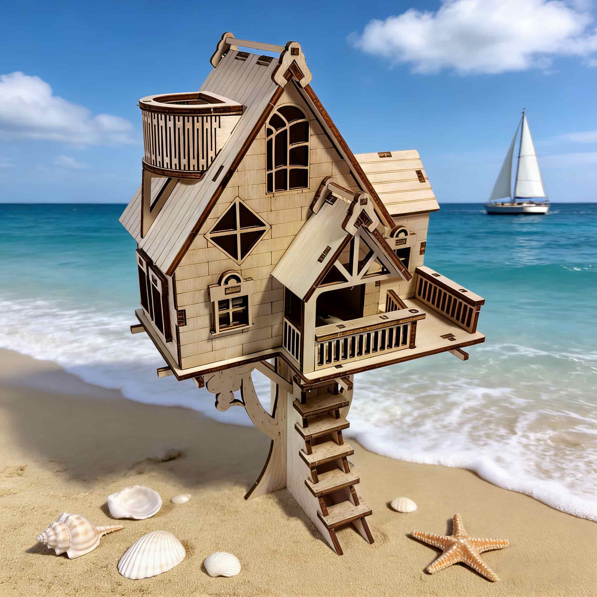 Treehouse 3D Wooden Puzzle Miniature : The Perfect Holiday Present Ideal for Halloween Christmas Plus Birthdays белый