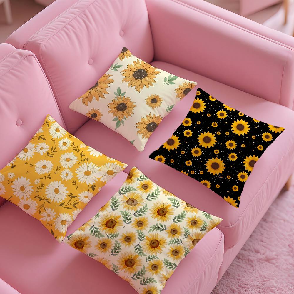 Sunflower Aesthetic Pillow Case Pattern Printing Pillowcase Living Room Sofa Cushion Cover Bedroom Room Decor