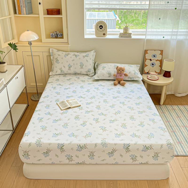 

Хлопковая простыня на резинке, нескользящий регулируемый наматрасник с принтом растений и цветов для двуспальной, королевской и полуторной кровати 90x200cm 1pc