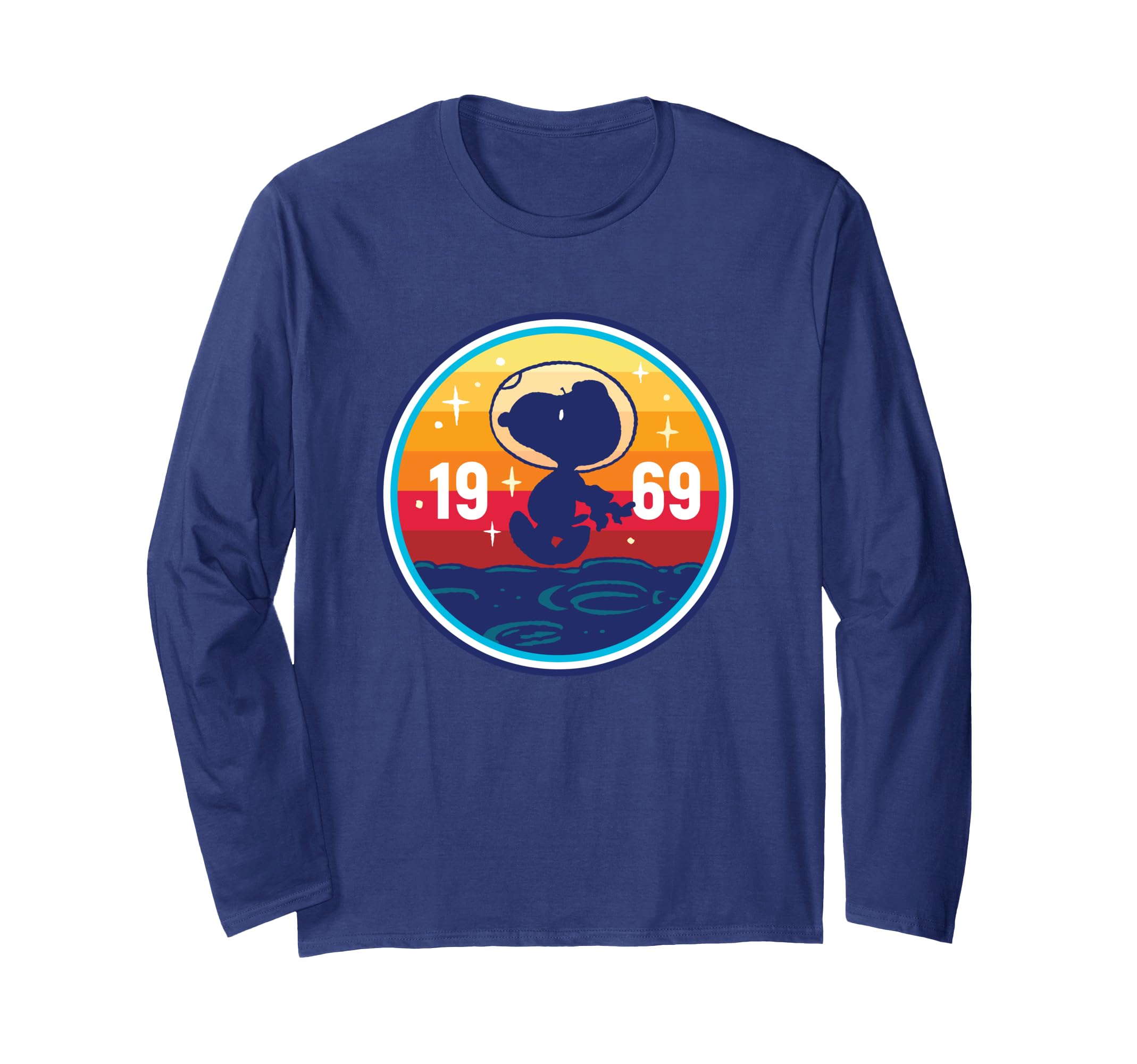 

Peanuts Snoopy 1969 Moon long sleeve Landing. t-shirt синий