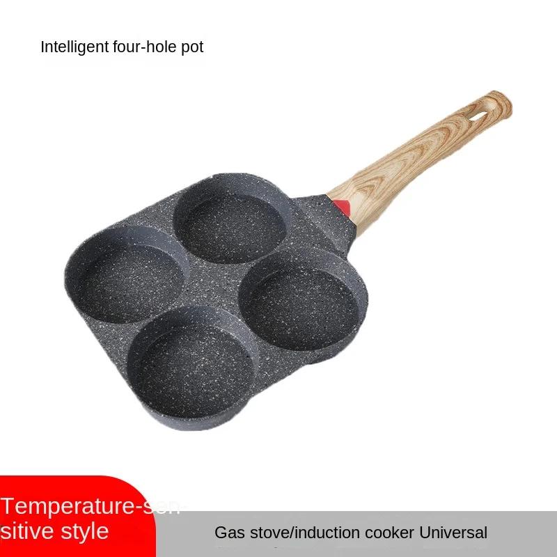 Verdickte Antihaft-Pfannkuchenpfanne 4-Loch Omelettpfanne Omelett-Artefakt Grillsteakpfanne Frühstücksei Burger Bratpfanne