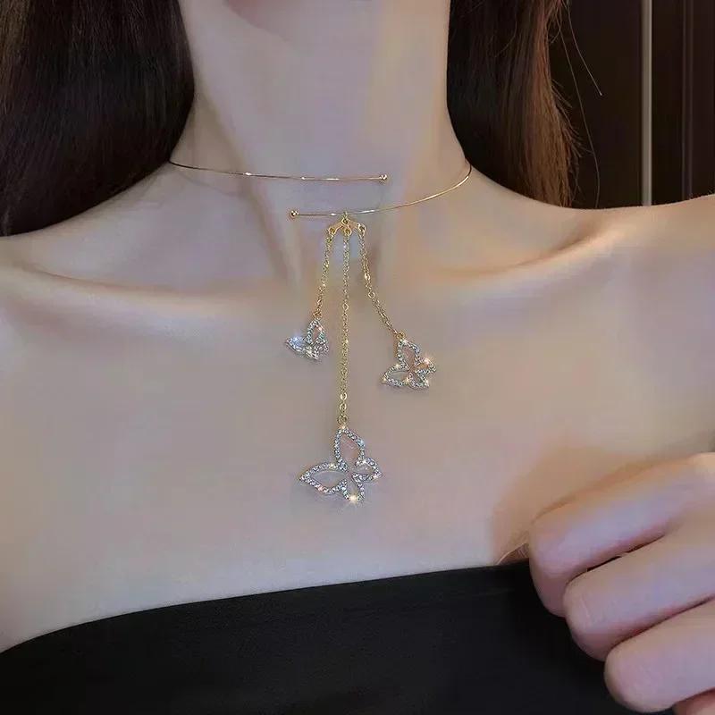 Imitation Pearl Tassel Flat Snake Bone Necklace For Women Fashionable Personalized Daily Accessory Party Jewelry Birthday Gifts