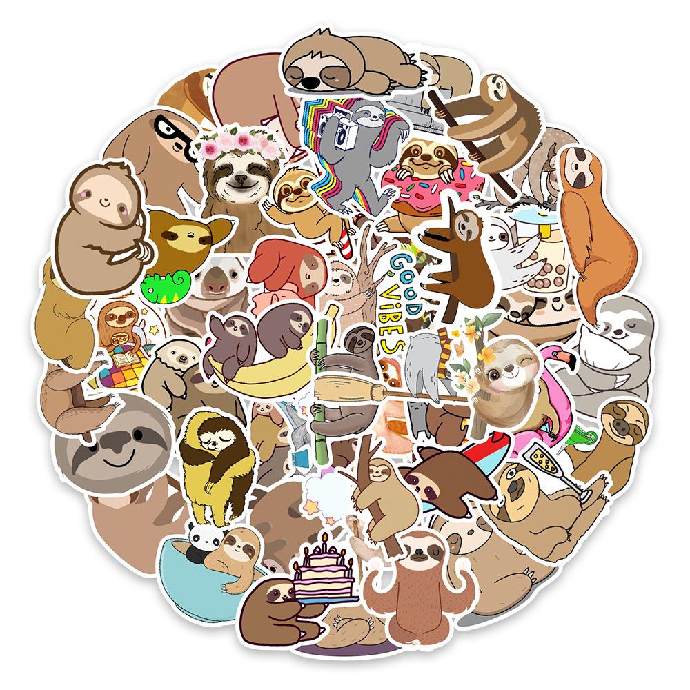 50 Sloth Cartoon Anime Graffiti Sticker Notebook Water Cup Creative Cute Post Paper