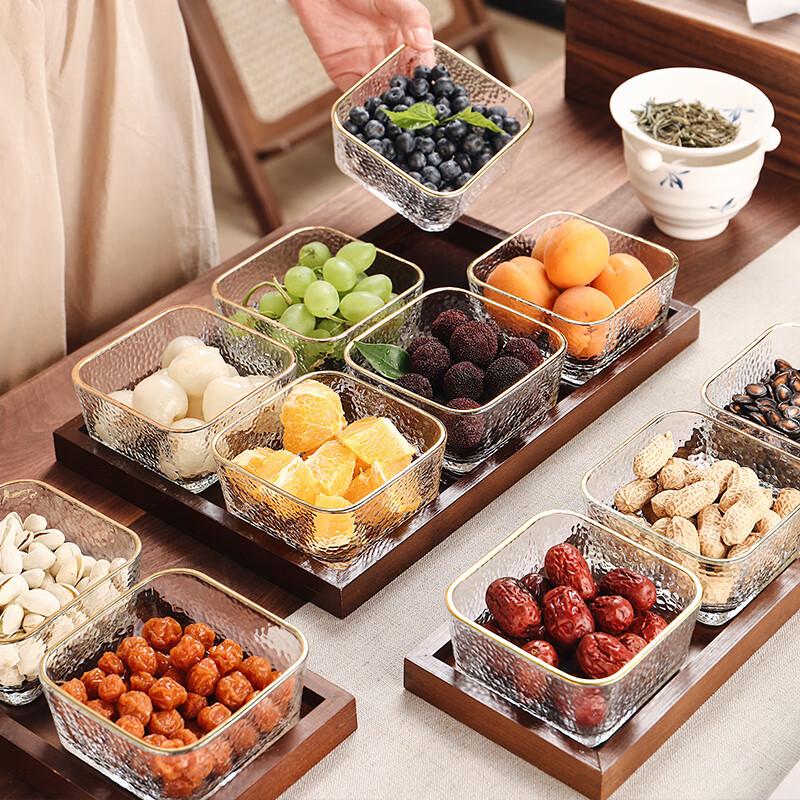 Chinese Style Glass Snack Platter with Lids