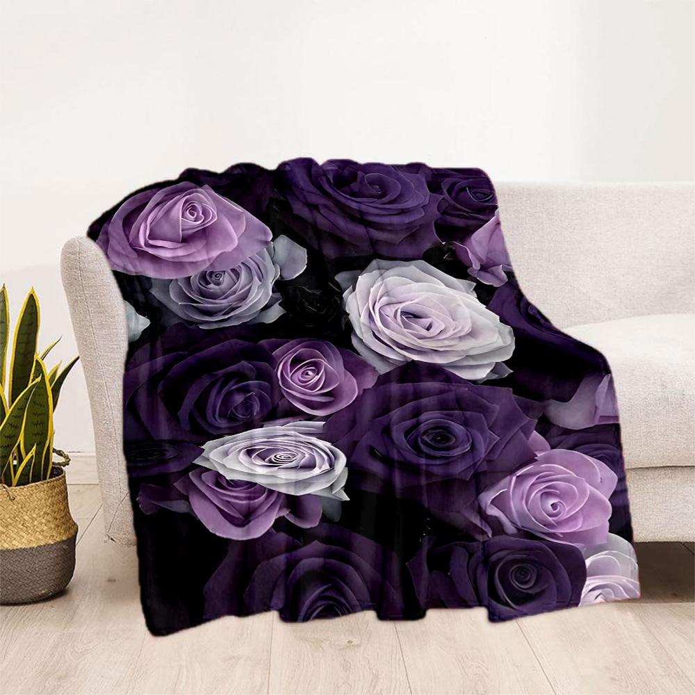Stained Glass Rose Flannel Blanket,Lightweight,Office Blanket,Sofa Blanket,Comfortable Blanket