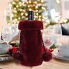 Decorative Christmas Wine Bottle Covers White Plush Wine Bottle Set  Table