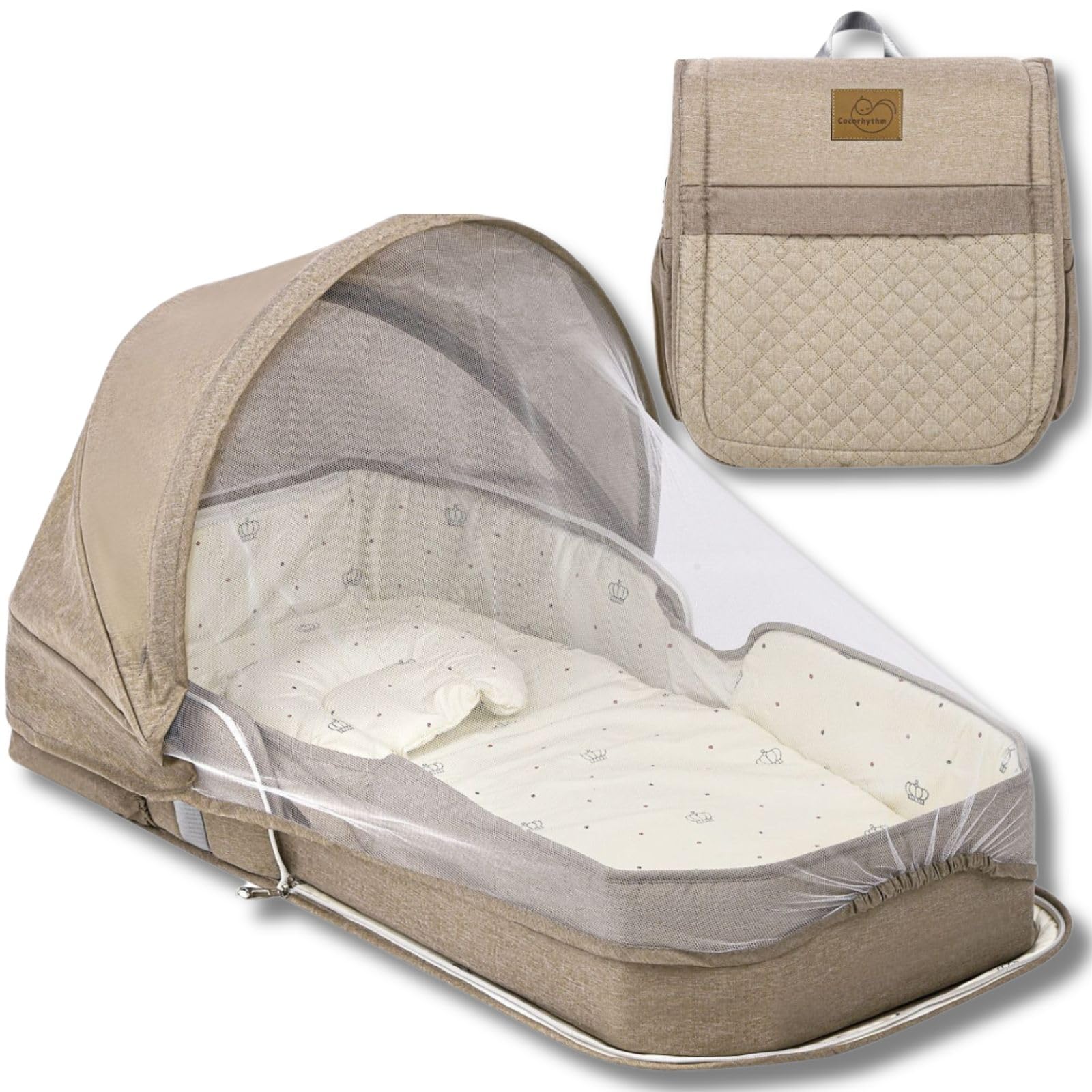 

Cocorhythm Crib Couphan от Active Nursery Портативная складная кроватка для новорожденных, предотвращающая переворачивание [Под присмотром учителя] (бежевый) бежевый