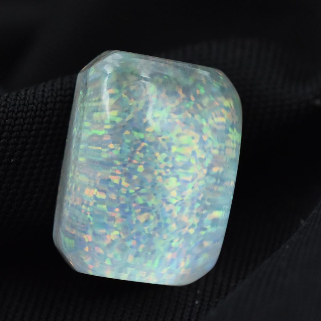 Lab-Created Opal Loose Gemstone Multi-Color Emerald Shape 11.80 ct October Birthday Birthstone
