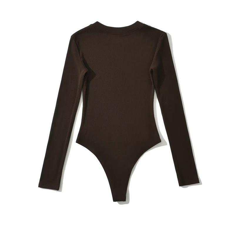 European Retro Elastic Turtleneck Jumpsuit - Long-Sleeved, Plus Velvet for Autumn/Winter