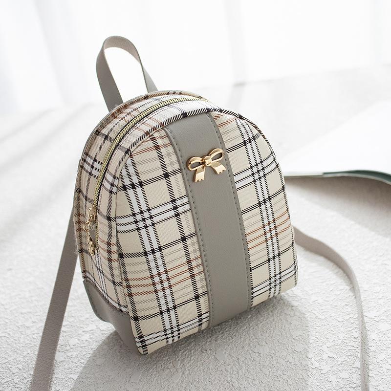 Personalized contrasting colors, fashionable plaid backpack, women's trendy single shoulder portable large-capacity cosmetic bag