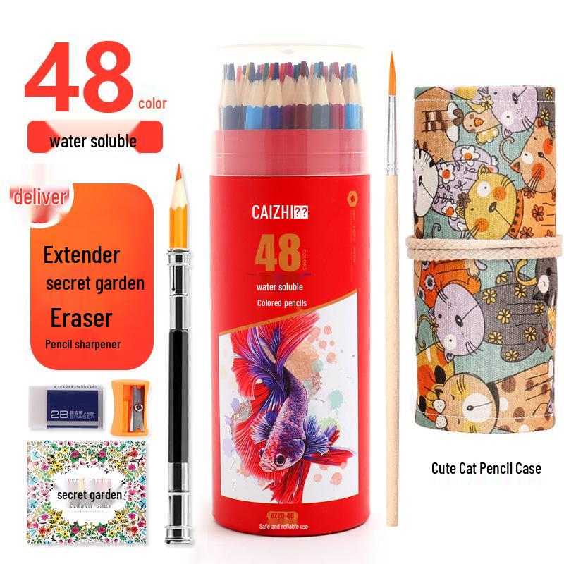 Sześciokątne Kredki Kolorowe Rozpuszczalne w Wodzie na Bazie Oleju - 12, 24, 36, 48, 72 Kolory - Zestaw do Rysowania dla Studenta