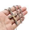 Stainless Steel Large/Small Religious Crucifix Jesus Cross Necklace Pendant Multilayer Jesus Christ Crucifix Necklaces 24''
