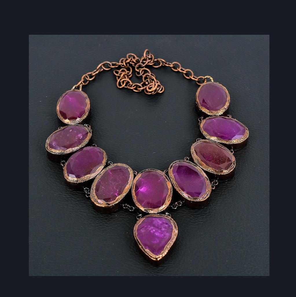 Ruby Necklace, Copper Electroformed Gemstone Jewelry, Handmade Necklace Amazing Jewelry, Gift For Her