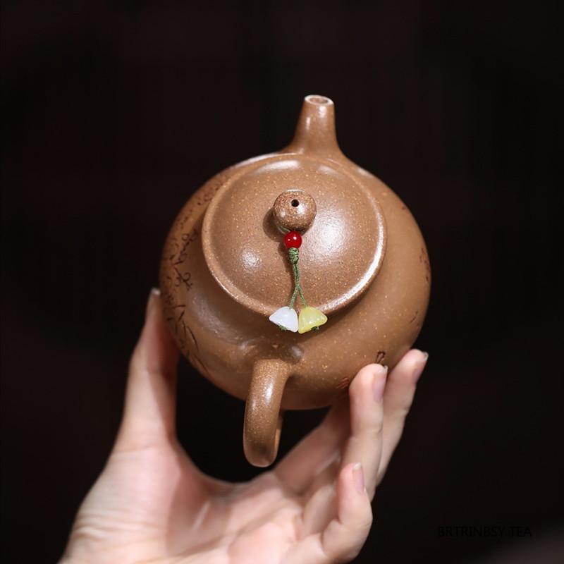 240ml Chinese Yixing Purple Clay Teapot Handmade Bamboo Leaf Tea Pot Beauty Tea Infuser Kettle Zisha Tea Set Teaware Accessories