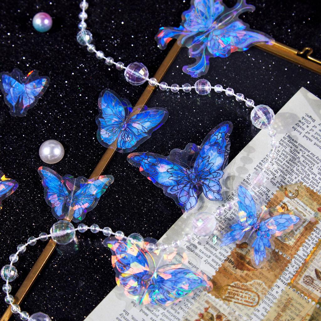 Sticker Boundary Dream Butterfly: Die-cut Shell Light Journal Decoration Stickers