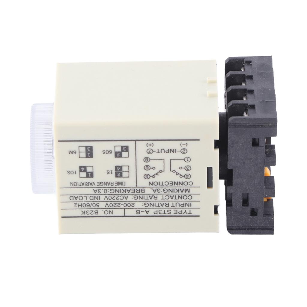 ST3PA-B 0-10S Einschaltverzögerungs-Zeitrelais Drehknopfsteuerung Zeitrelais mit Sockel AC 220V