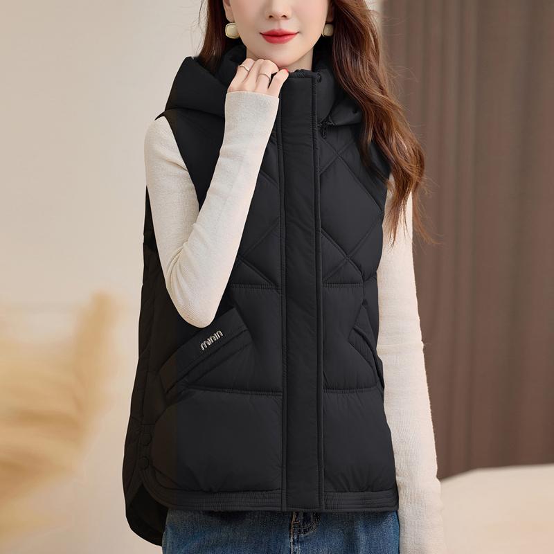 

Модный зимний женский теплый жилет с капюшоном, толстые безрукавные куртки, женские пальто 2XL чёрный