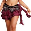 Falda de Cadera para Danza del Vientre para Mujer Cadena de Cintura Retro Lentejuelas en Niveles Volantes con Cordones Envoltura de Cadera para Danza de la India Rumba Danza Latina