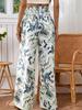 Women's High-Waisted Floral Print Wide-Leg Pants, Casual Loose-Fit Trousers for Summer