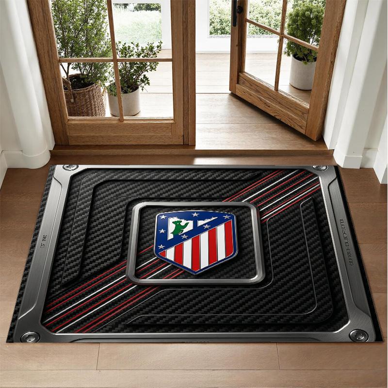 Covor din Catifea Cristal cu Design Atletico Madrid Covoraș Decorativ Moale pentru Dormitor Intrare