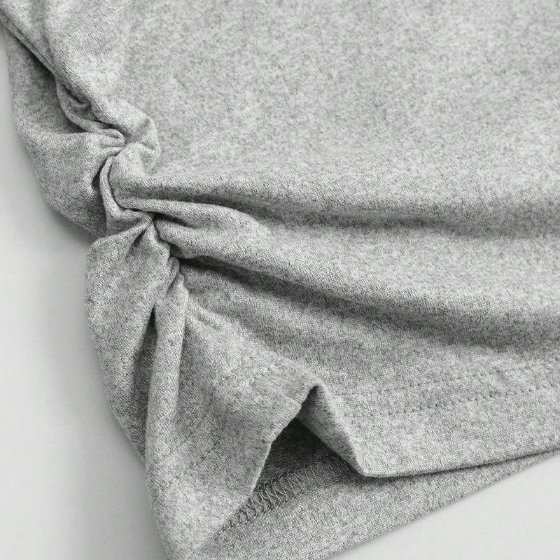 Tricou de damă de primăvară și toamnă, culoare uni, cu mâneci lungi, cu talie plisată, cu gât rotund, pulover