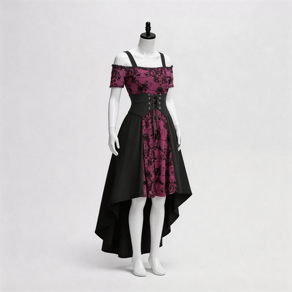 Medieval Gothic Vintage Mermaid Long Dress, Halloween Vampire Roleplay, Dark Queen Gothic Dress