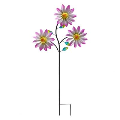 Terrace Garden Ornament Garden Wind Spinner Metal Yard Windmill Decoration with Silent Bearings Golden Petal Garden for Patio