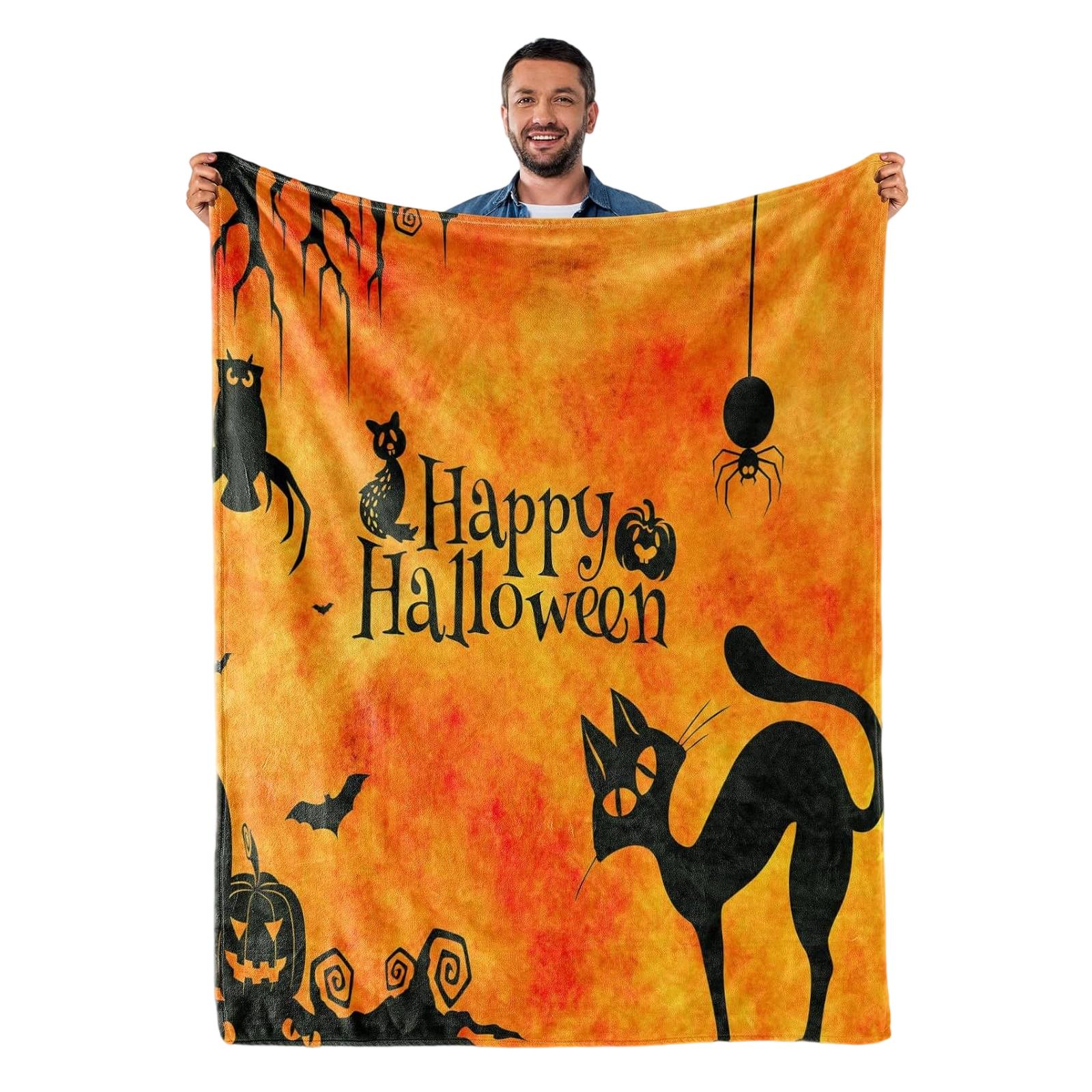 

Festival Halloween Blanket Warm Easy Fold Portable for Home Decoration Travel Decorations D жовтий