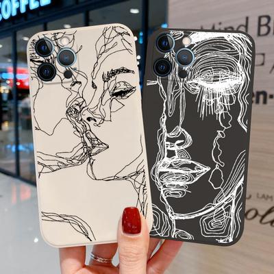 Funda de Teléfono Divertida de Silicona Suave Para Iphone 11 Funda Iphone 14 Pro Max 13 12 Pro Max 7 8 14 Plus Xr Xs Max Cubierta de Líneas de Arte Abstracto