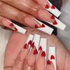Artificial Nails Long European and American Ballet Nails Burgundy Heart Shining Valentine's Day Wearable Manicure