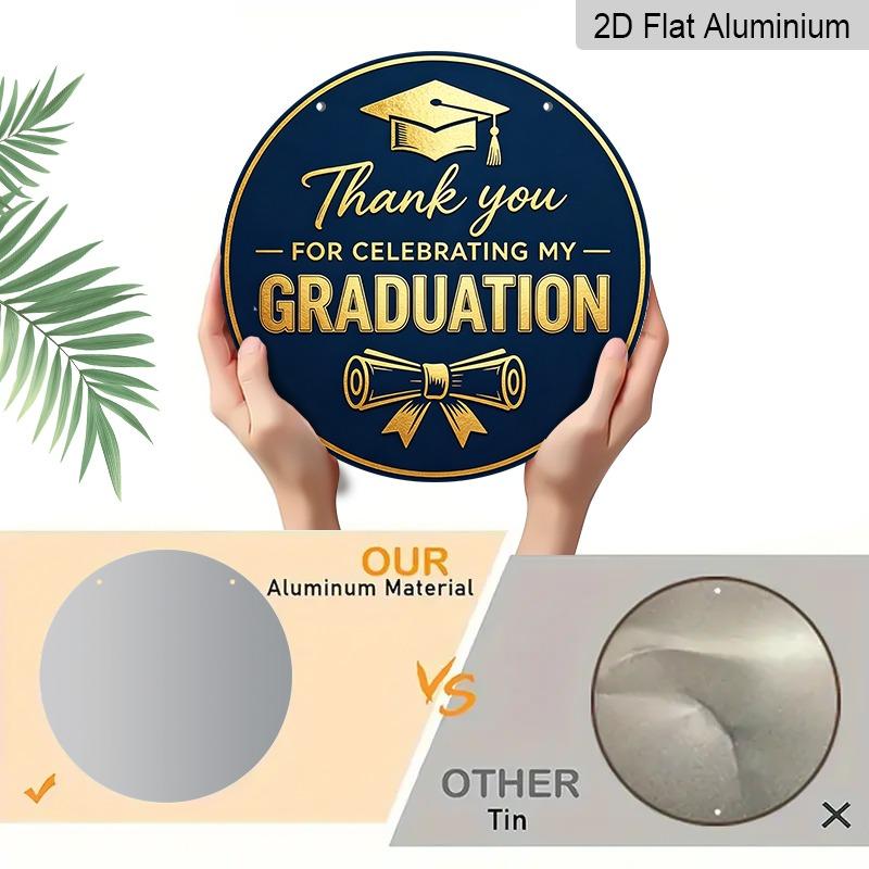 2D Flat Aluminum Graduation-themed Wall Decorations, Available in Various Sizes, with Elegant Navy Blue and Gold Foil Color Schemes, Making Them A