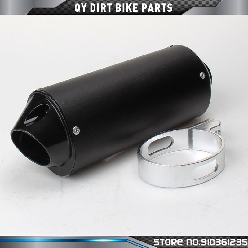 Aluminum Exhaust Muffler With Clamp For KAYO Apollo BSE Bosuer xmotos SSR SDG 110 125 140 150 160cc CRF KLX TTR Pit Dirt Bikes