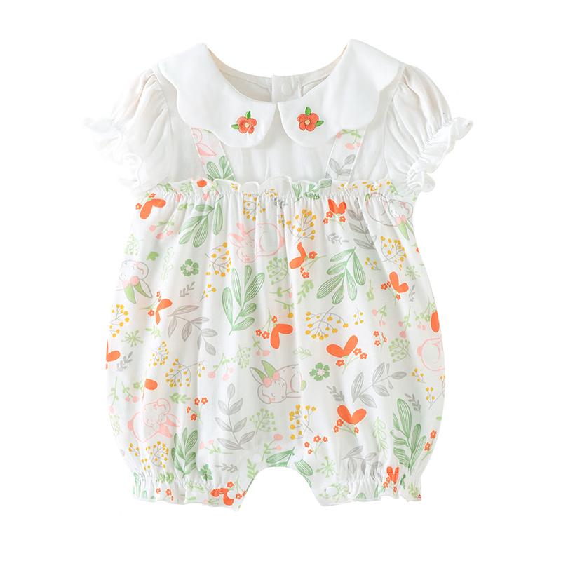 Youqi Baby Girl Modal Short Sleeve Romper Dress 90