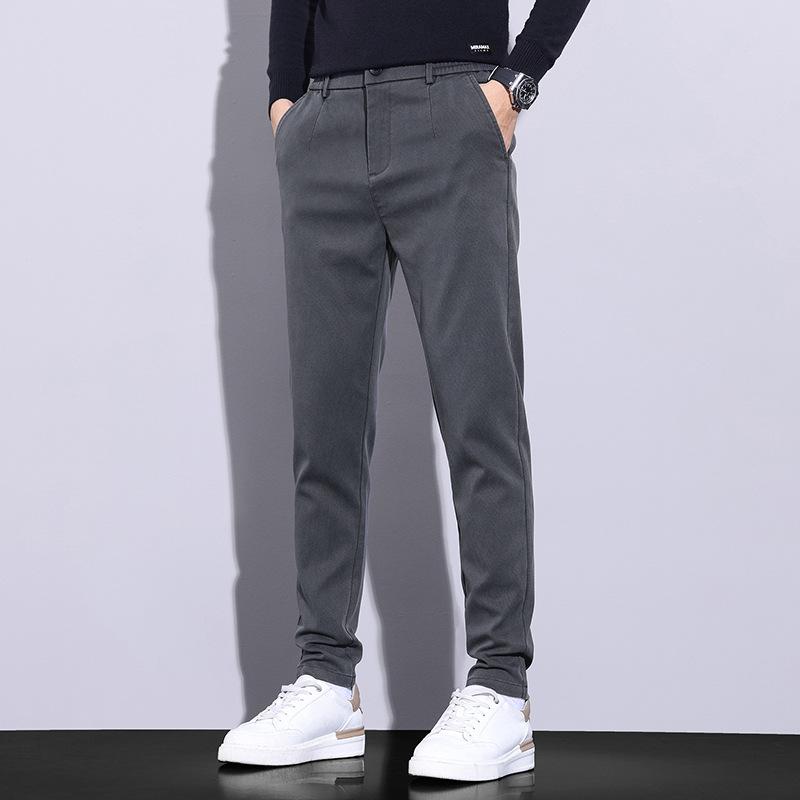 2026 Spring And Autumn New Tencel Casual Pants For Men, Straight Leg Slim Fit Elastic Work Pants, Autumn And Winter Men'S Pants