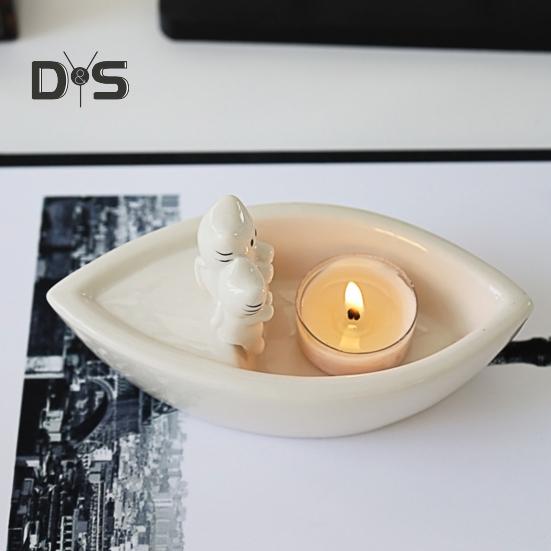 Portacandela Gatto a Forma di Barca Tazza per Aromaterapia Gattini Zampe Calde Portacandela Tealight per Decorazione Casa Camera da Letto Soggiorno