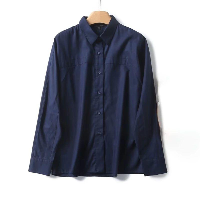 MD Women's Clothing French Style Temperament Commute Leisure Style Elegance Tops Lapel Long Linen Sleeves Shirt 05153948400