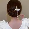 New Chinese Style Mermaid Hair Sticks Ancient Metal Rhinestone Pearl Long Tassel Hairpin Women Luxury Elegent Hair Accessories