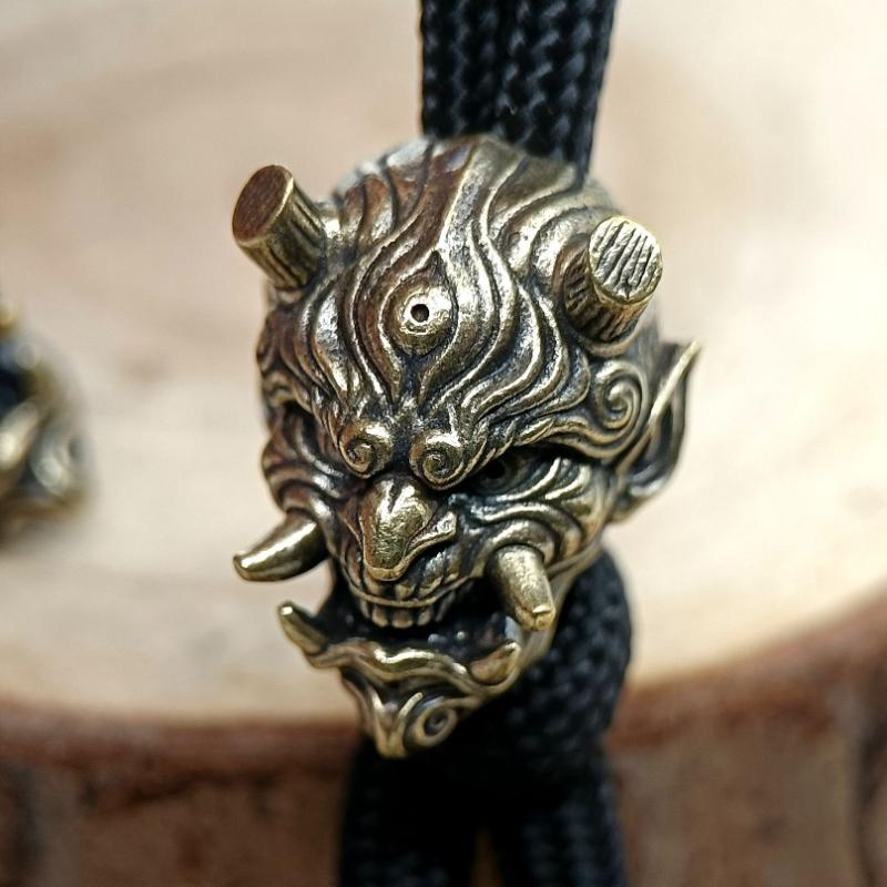 1/2Pcs Prajna Skull Head Brass Knife Beads Charms for DIY Woven Bracelets Lanyard Pendants EDC Outdoor Tool Hangings Accessories