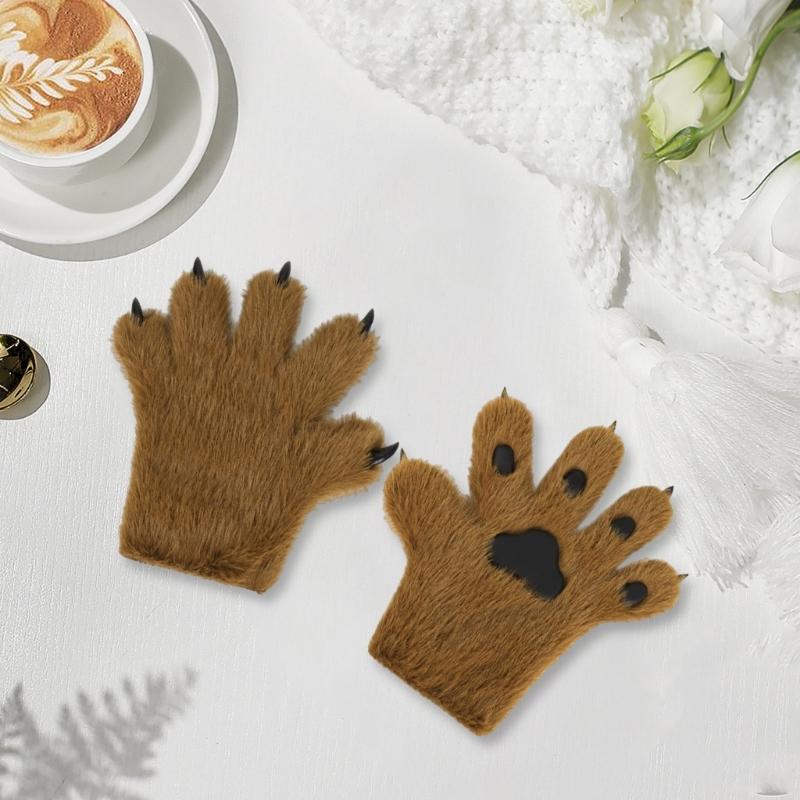 Guanti Gatti Anime Pelo Peluche Zampe di Bestia Guanti per Ragazza Adulto Costume Festa di Halloween Accessori per le Mani Cosplay