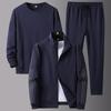 Men's Loose Fit Fleece-Lined Sports Suit - Spring/Autumn Dad's Casual Jacket & Three-Piece Set for Middle-aged & Elderly