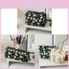 Large Capacity Canvas Makeup Bag With Embroidered Daisies For Daily Use And Travel