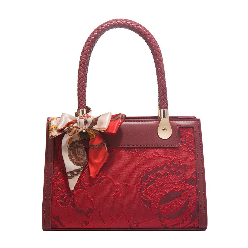 Red Large-Capacity Handbag, Wedding Gift, Bride Daughter Mother Bag, Mother-In-Law Wedding Bag