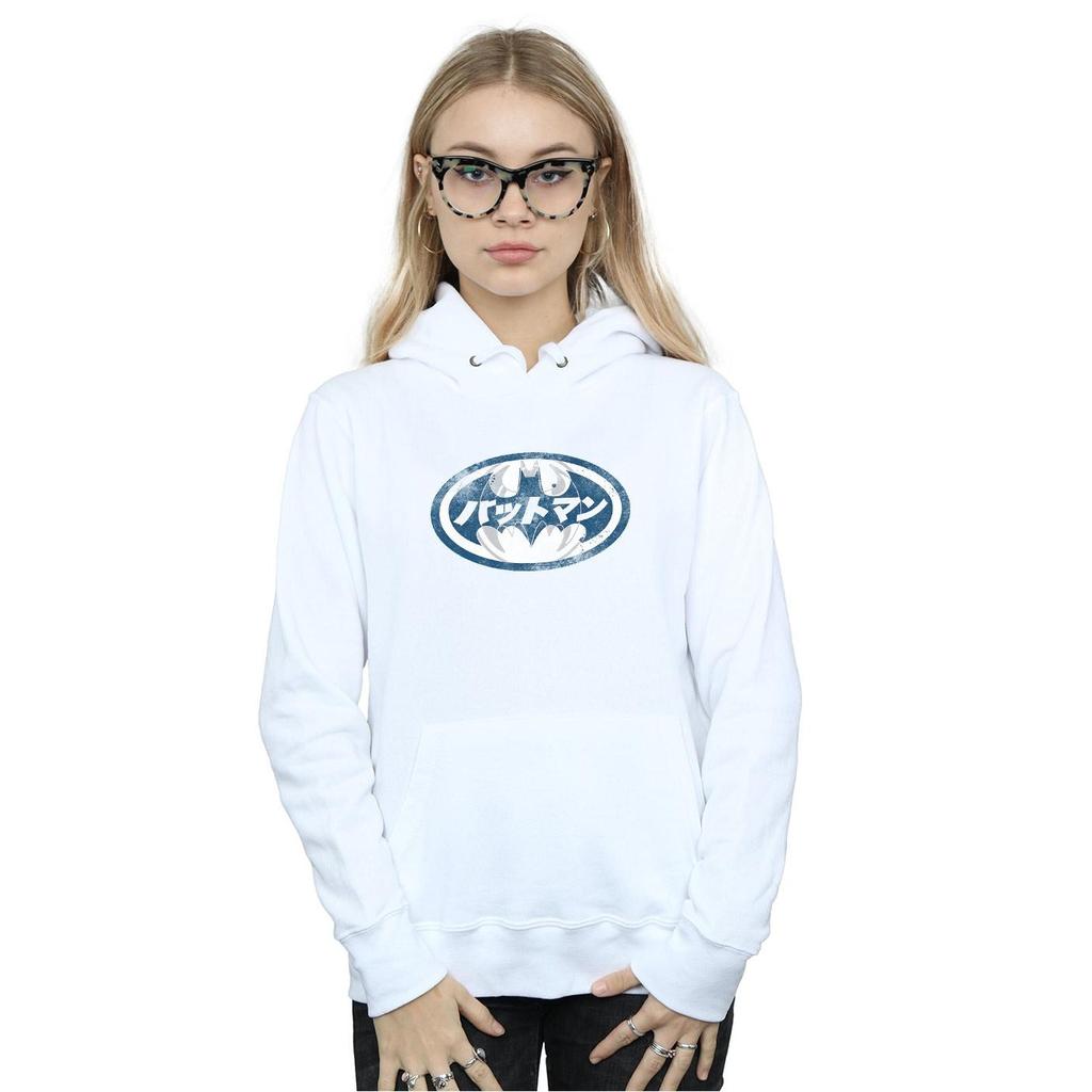 DC Comics Womens/Ladies Batman Japanese Logo White Hoodie