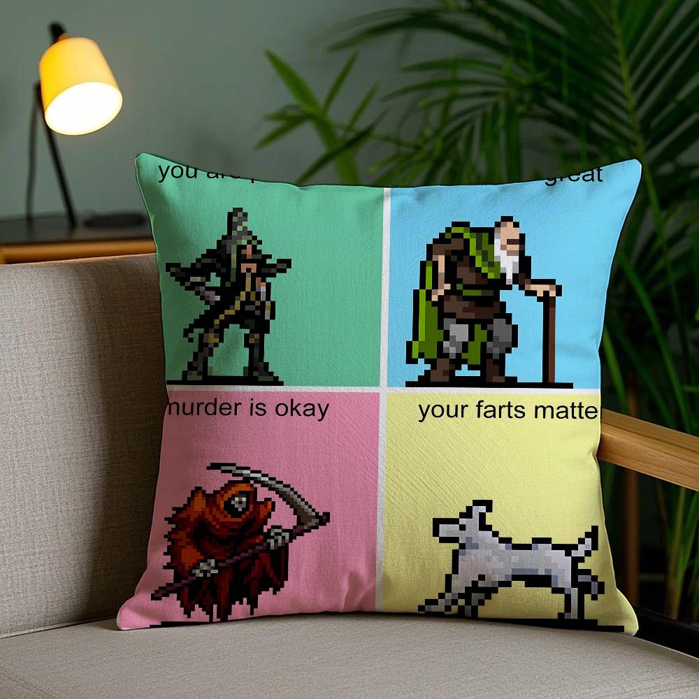 Game Vampire Survivors-S Pillow Case Anti-dustmite Pillowcase Invisible Zipper Silky Short Plush Sofa Cushion Cover