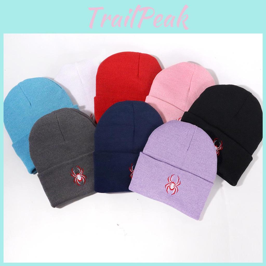 Street Style Spider Pattern Knitted Cap With No Brim For Winter Casual Wear