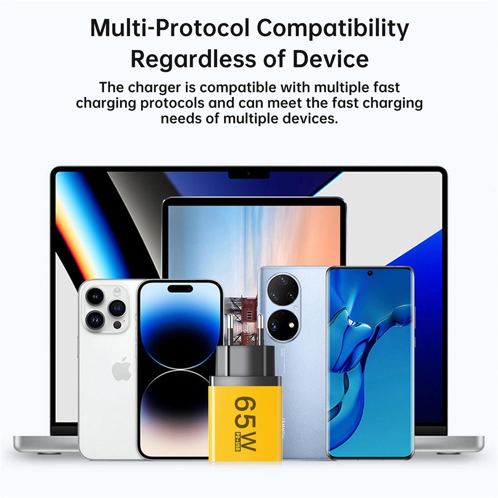 65W USB Type C Charger Fast Charging EU/US/UK Plug Travel Charger for IPhone Samsung Xiaomi 4 Ports Phone Quick Charger Adapter