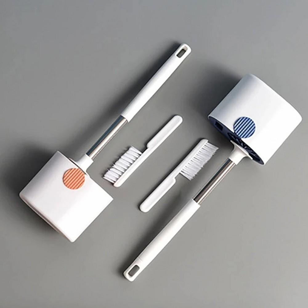 Silikonový toaletní kartáč s držákem na toaletní kartáč, nástěnný dlouhý kartáč na čištění rukou, sada koupelnových doplňků pro WC