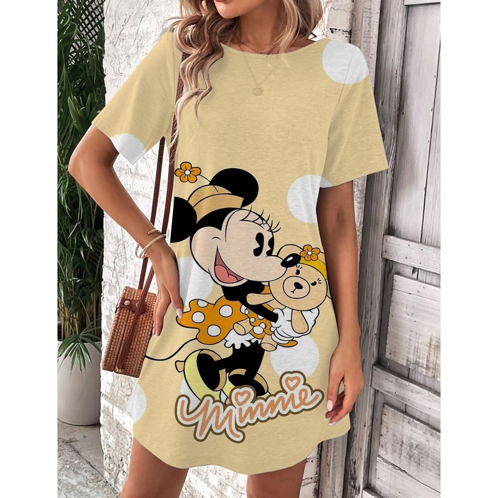 Vestito da Donna Scollo O Manica Corta Sexy Stampa Disney Topolino