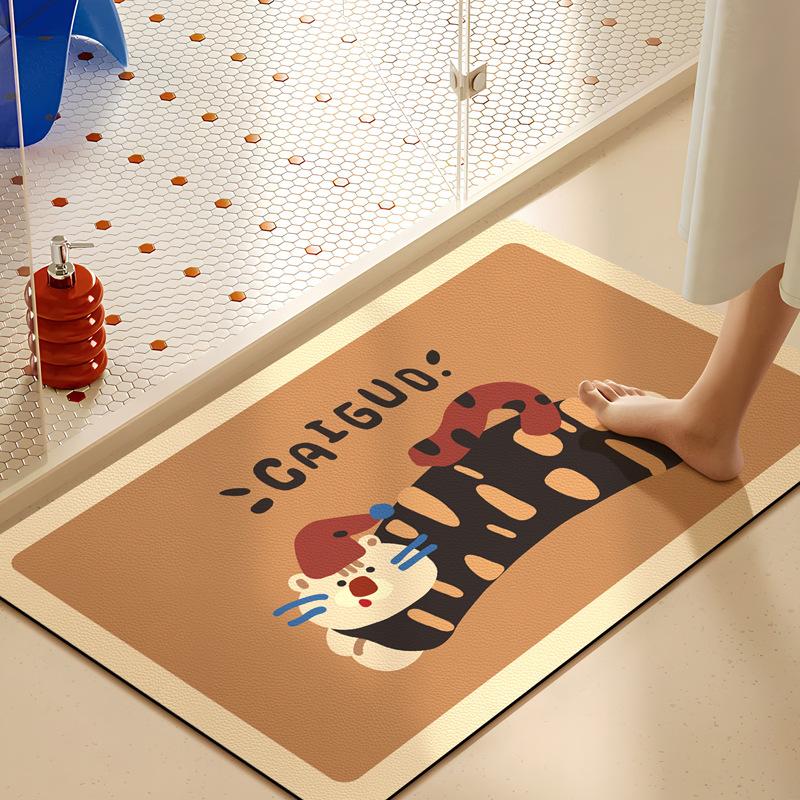 Cartoon Bathroom Water Absorption Oil Absorption Anti-slip Mat Household Toilet Quick-drying Foot Pad Bathroom Door Diatom Mud Mat
