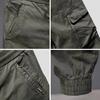 Męskie spodnie cargo elastyczny pas regulowany sznurek casualowe ogrodniczki z wieloma kieszeniami jednolity kolor regularny krój spodnie